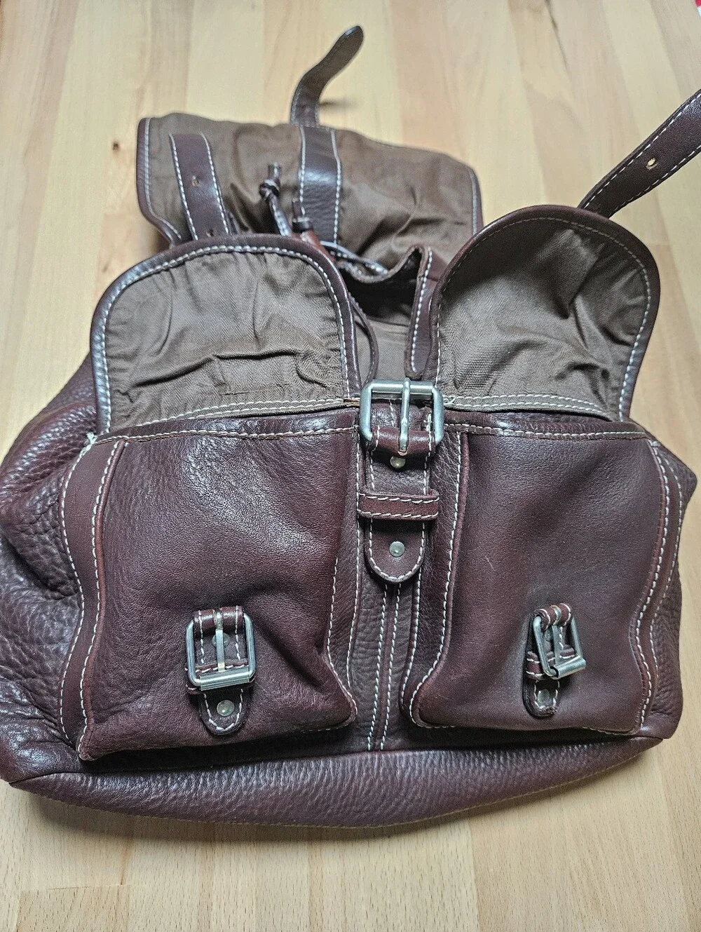 Vintage J Crew Brown Leather Backpack Rucksack